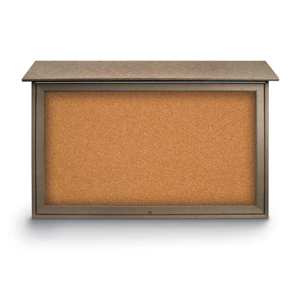 Indoor Enclosed Combo Board, 42"x32", Satin Frame/Black Porcelain & Buff